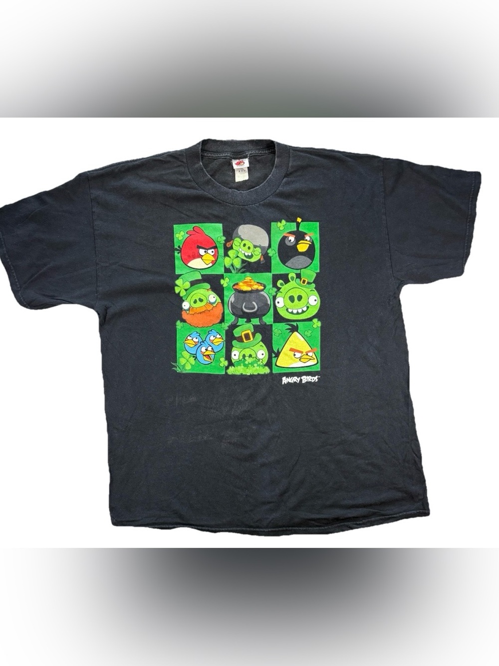 Vintage Angry Birds Rovio T Shirt Men's XL Black Video Game Promo iPhone Pig